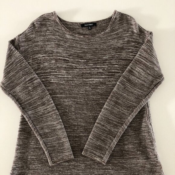 Ellen Tracy Casual Lg Slv Scoop Neck Cotton/Acrylic Sweater Cocoa + Ivory Sz XL - Picture 2 of 11